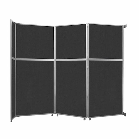 Versare Operable Wall Folding Room Divider 11'9" x 10'3/4" Black Fabric 1070302-1